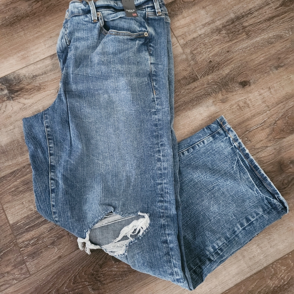 EUC Perfect Wide-Leg Mid-Rise JeanColor: piece of cake size: 16 regular